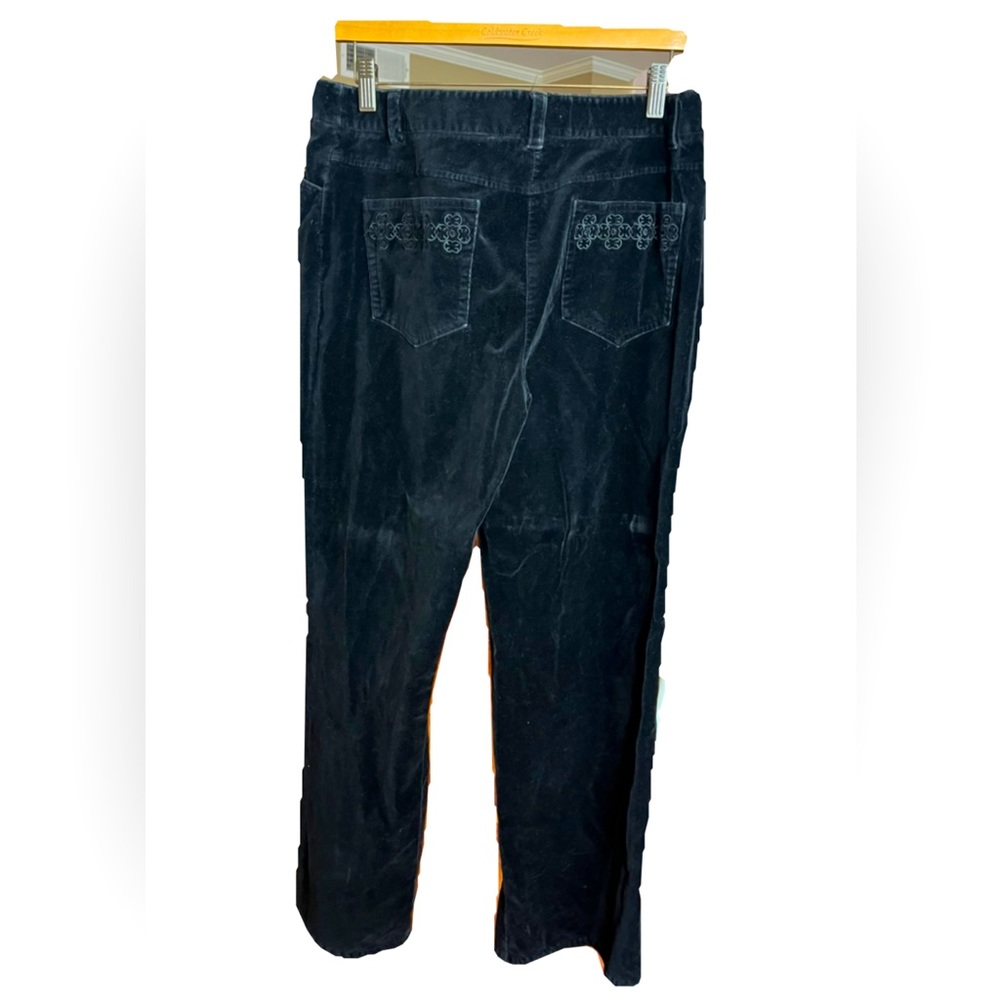 90’s Velvet Black Pants with Embroidered Pockets Size 12